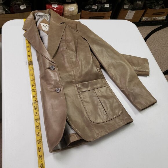 Vintage Remy Womens Leather Blazer Size 6 Brown Western Edgy Neutral Career - Picture 10 of 13